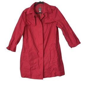 Gap Woman's Trench Coat Size Large Raspberry All Weather Classic Preppy‎ Pink
